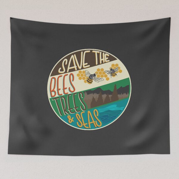 Item preview, Save The Bees, Trees & Seas | Round Retro Image designed and sold by CarlosAlberto.