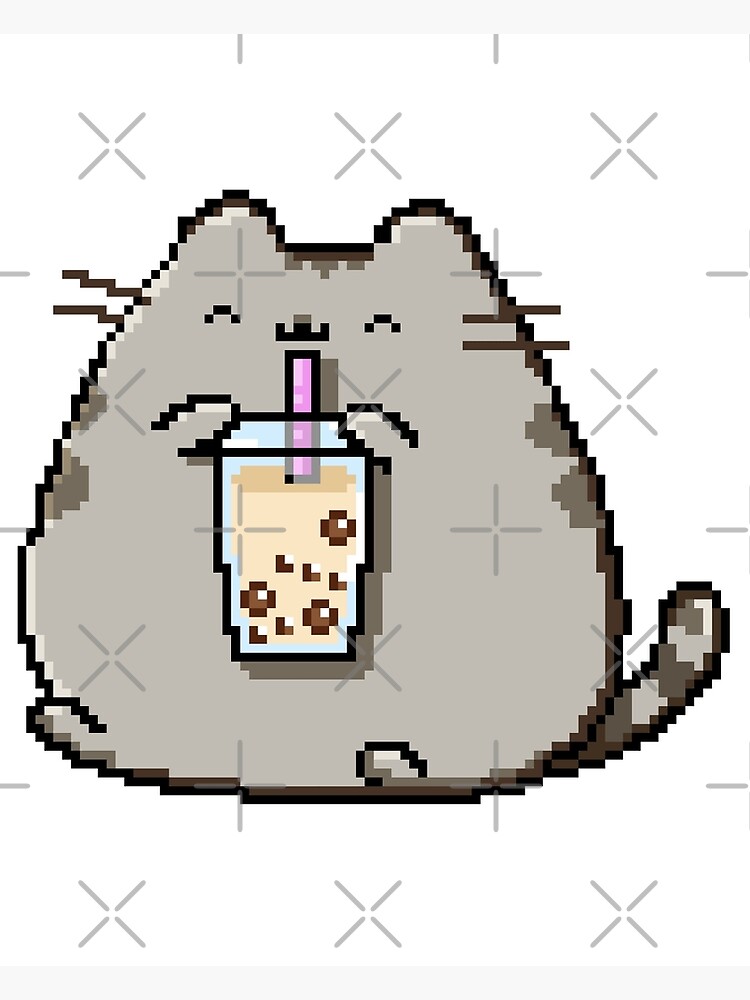 Kawaii Cat Bubble Tea Digital Art by Me - Pixels