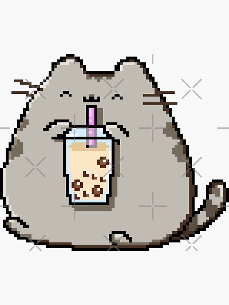 Kawaii Cat Bubble Tea Sticker by Me - Pixels