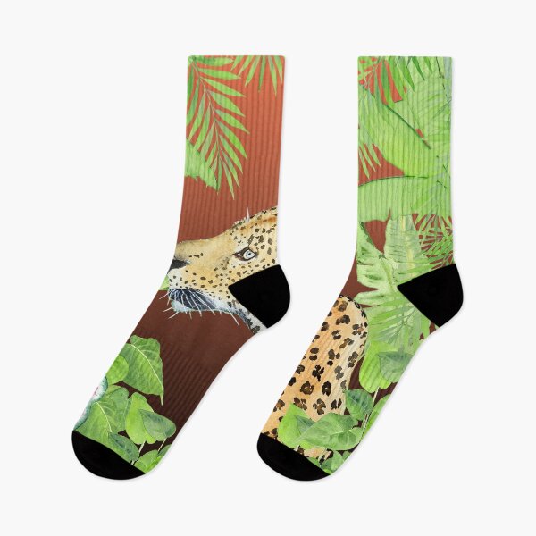 Item preview, Leopard in Jungle, Coral Sunset Background designed and sold by mhailittlearts.