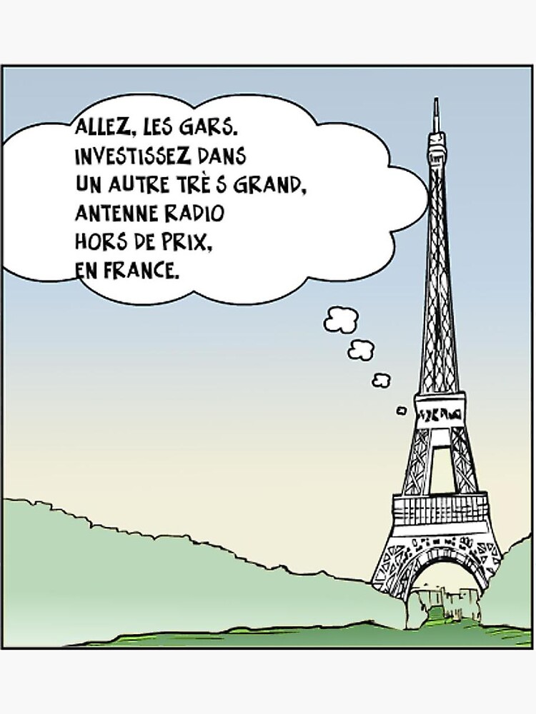 La Tour Eiffel En Dessin Comique Satire Greeting Card By Binary Options Redbubble