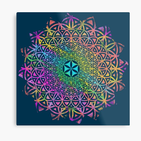 Flower of Life, Hippie Mandala Metal Print