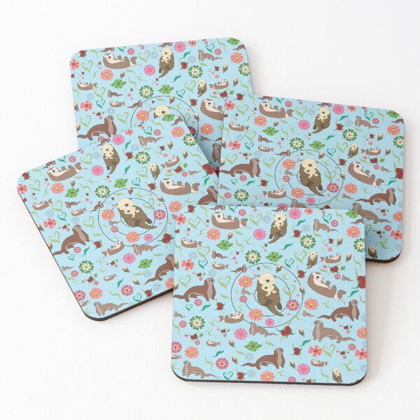 Item preview, Sea Otters pattern in blue amazing sea otters Art designed and sold by kalimiro.