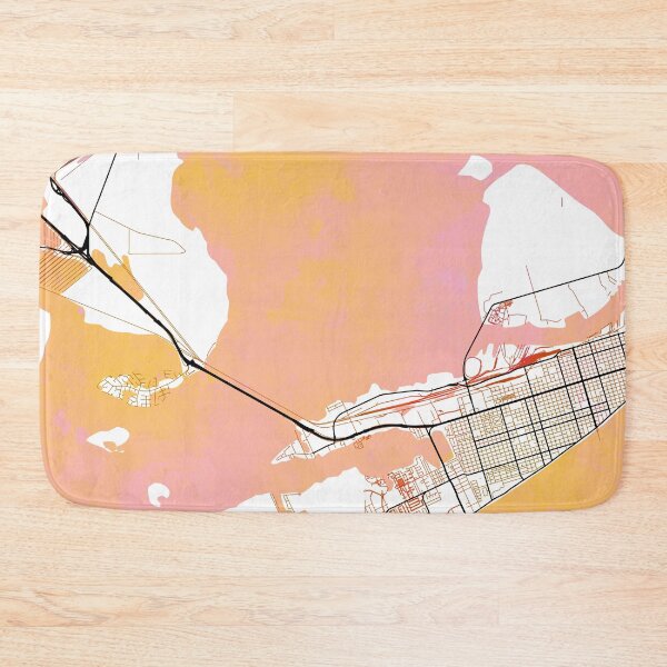 Item preview, Galveston Texas Street Map Art Watercolor Color Pink designed and sold by IvonDesign.
