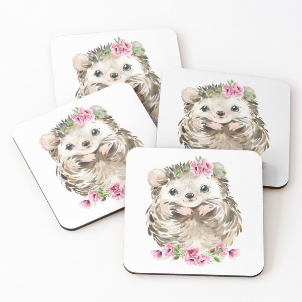Item preview, Woodland Hedgehog with Pink Floral Poppies designed and sold by Paulele.