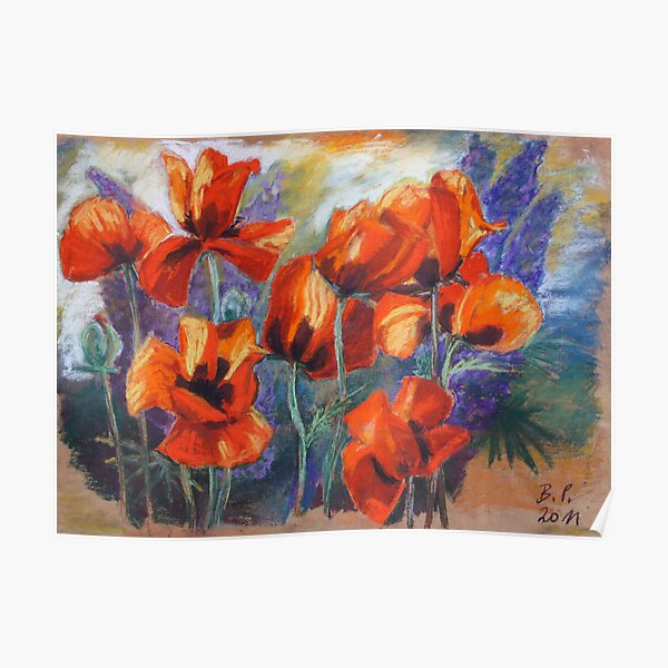 Poppies And Lupines Poster