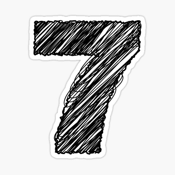 Sketchy Letter Series - Number 7 Sticker