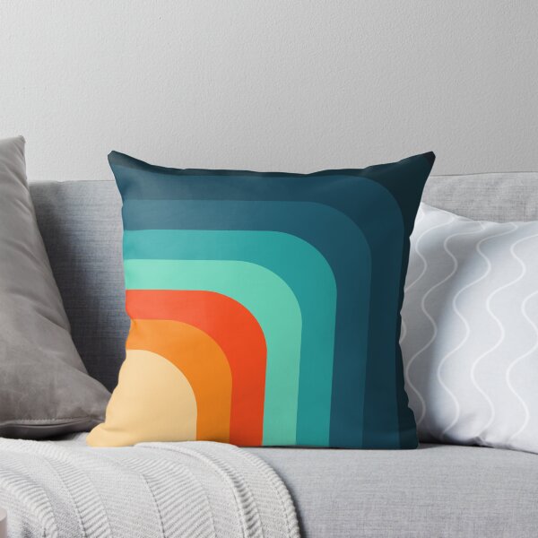 70s Retro Color Geometric Vintage Pattern Throw Pillow