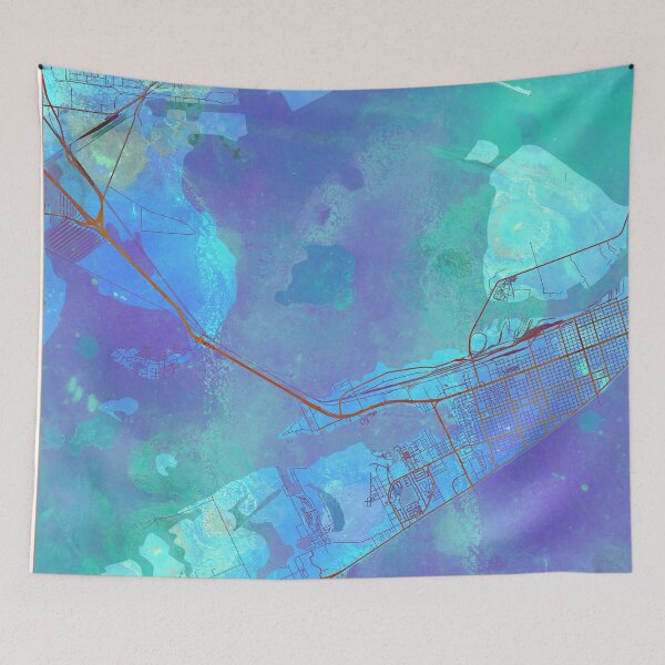 Item preview, Galveston Texas Street Map Art Watercolor Blue Lagoon designed and sold by IvonDesign.