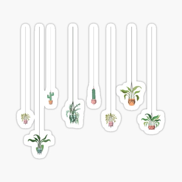 Hanging plant decal stickers, Laptop stickers