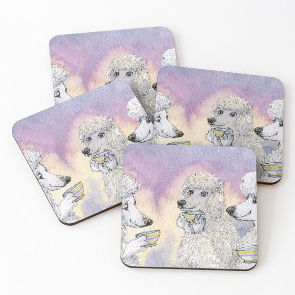 Item preview, Poodle dogs have a cup of tea together designed and sold by SusanAlisonArt.