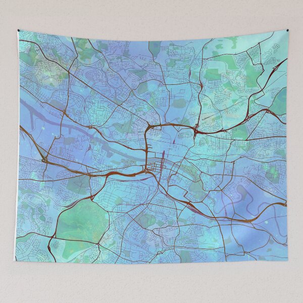 Item preview, Glasgow Scotland Street Map Art Watercolor Blue Sea designed and sold by IvonDesign.