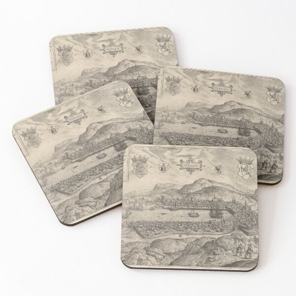 Item preview, Vintage Pictorial Map of Bergen Norway (1588) designed and sold by BravuraMedia.