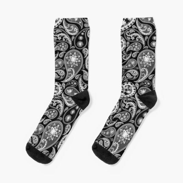 "Black and White Paisley" Socks by Barbny Redbubble