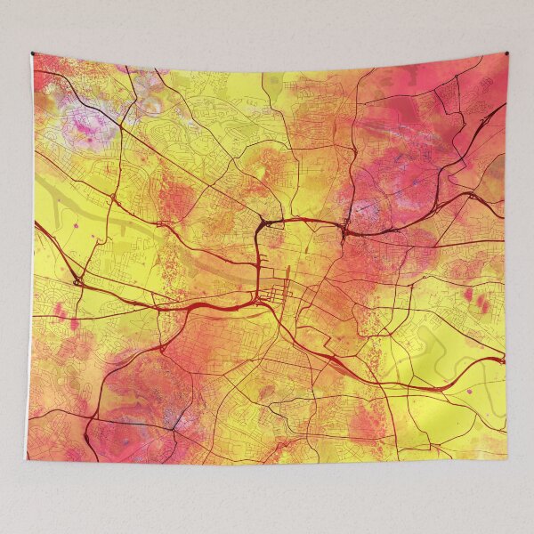 Item preview, Glasgow Scotland Street Map Art Watercolor Lava designed and sold by IvonDesign.