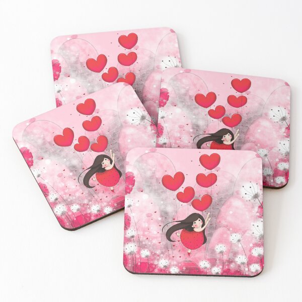 Item preview, Girl with heart balloons designed and sold by fanny offre.