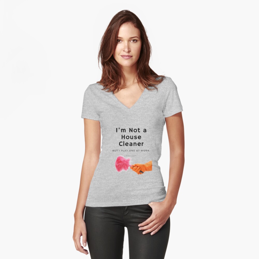 Item preview, Fitted V-Neck T-Shirt designed and sold by SavvyCleaner.