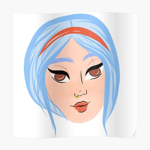 Cute blue haired girl print Poster