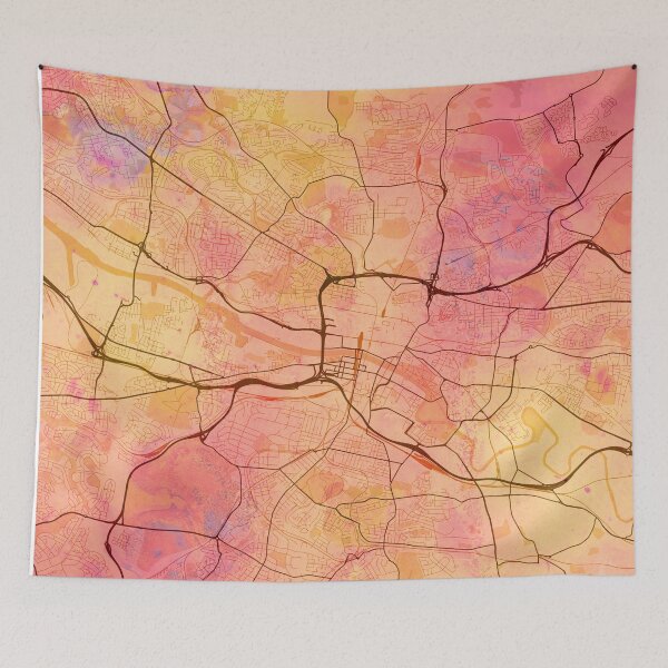 Item preview, Glasgow Scotland Street Map Art Pink Lava designed and sold by IvonDesign.