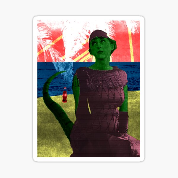 Hazel at the Beach, Colorized Sticker