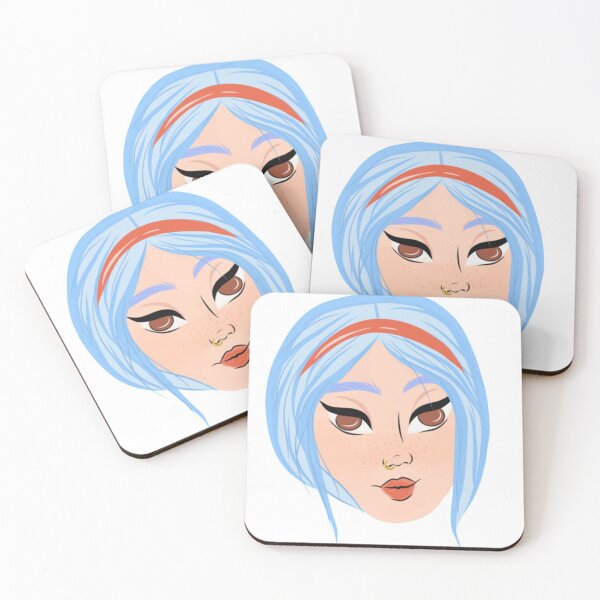 Item preview, Cute blue haired girl print designed and sold by kirstenovich.