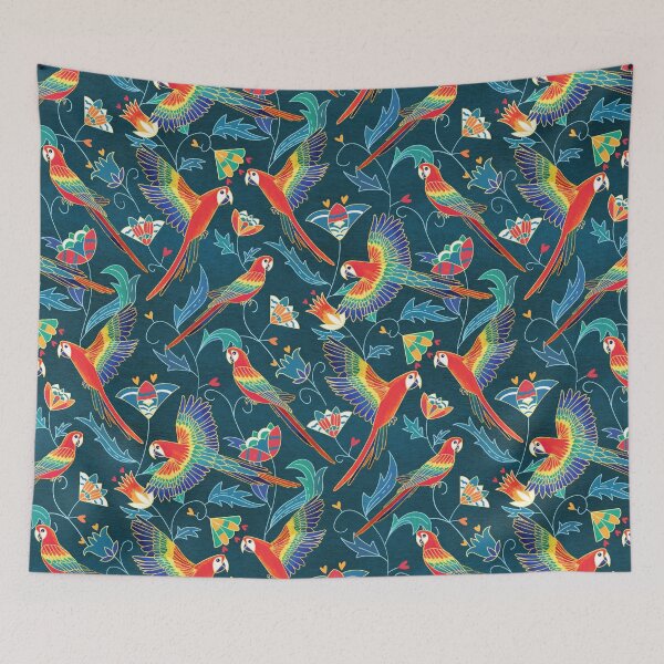 Item preview, Gold Enamel Red Macaws  designed and sold by TigaTiga.