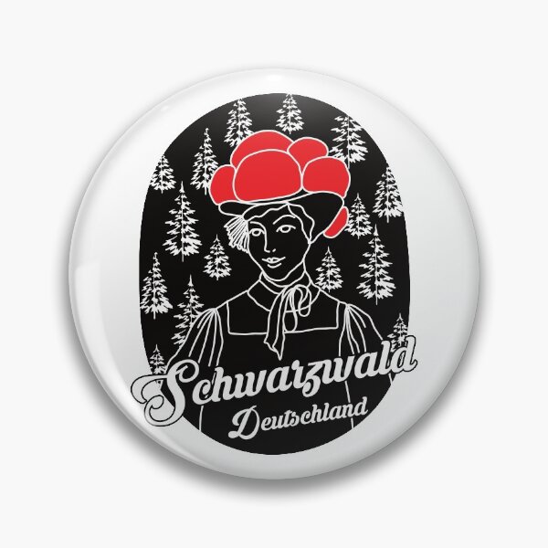 Item preview,  evergreen forests and picturesque villages. He is often associated with fairy tales. The design shows a woman in traditional dress and a bollen hat in front of a forest with fir trees. designed and sold by Moritz Schwäble.