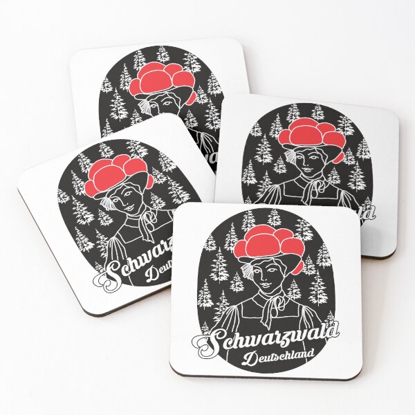 Item preview,  evergreen forests and picturesque villages. He is often associated with fairy tales. The design shows a woman in traditional dress and a bollen hat in front of a forest with fir trees. designed and sold by Moritz Schwäble.