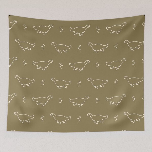 Item preview, Simple plesiosaurus dinosaur gender neutral baby pattern. Simple whimsical minimal earthy 2 tone color. Kids nursery or boho cartoon animal fashion. designed and sold by Limolida.