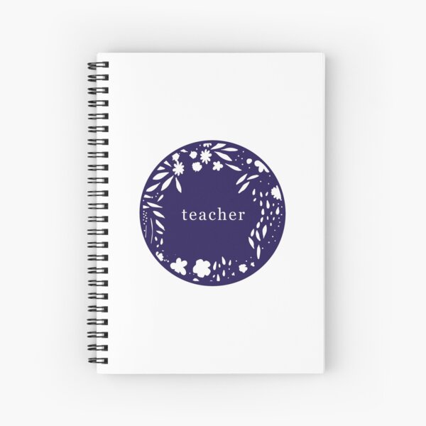 teacher blue circle with flowers Spiral Notebook
