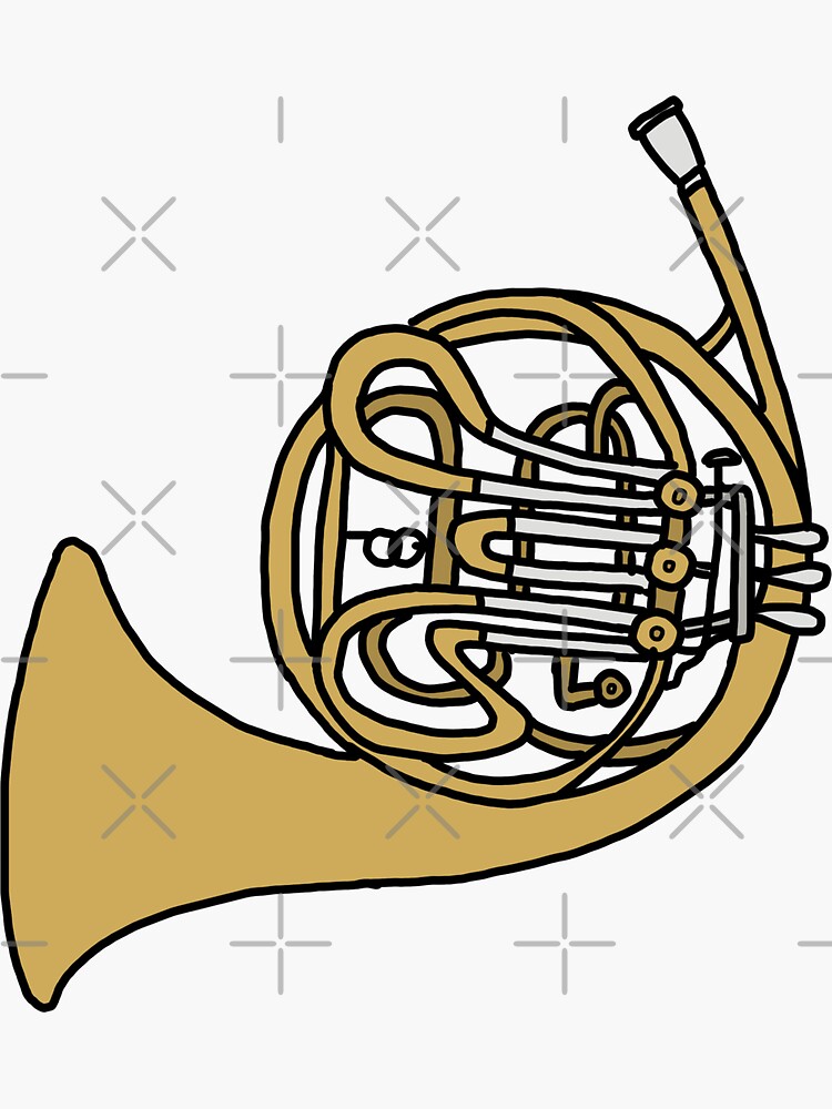 "Colorful French Horn Line Art" Sticker by bassoongirl123 Redbubble