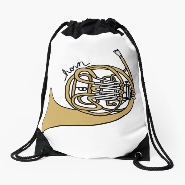 Drawstring Backpack Golden French Horn Rucksack