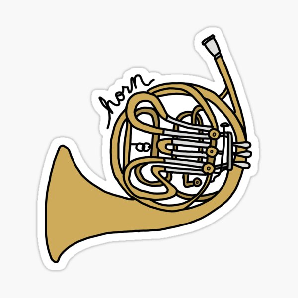 Item preview, Colorful French Horn Line Art With Cursive designed and sold by bassoongirl123.