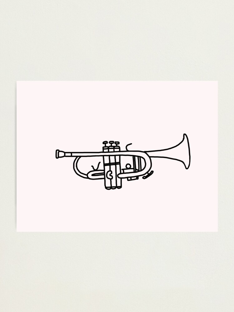 black-and-white-trumpet-line-art-photographic-print-for-sale-by-bassoongirl123-redbubble