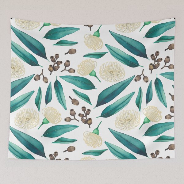 Item preview, Collection of watercolor eucalyptus flowers and leaves designed and sold by Ekaterina Glazkova.