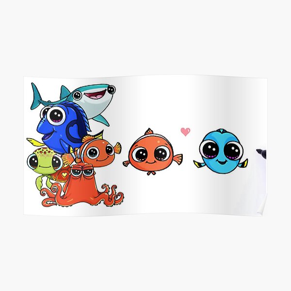 Cute Nemo And Dory Poster By Pavanidrawings Redbubble