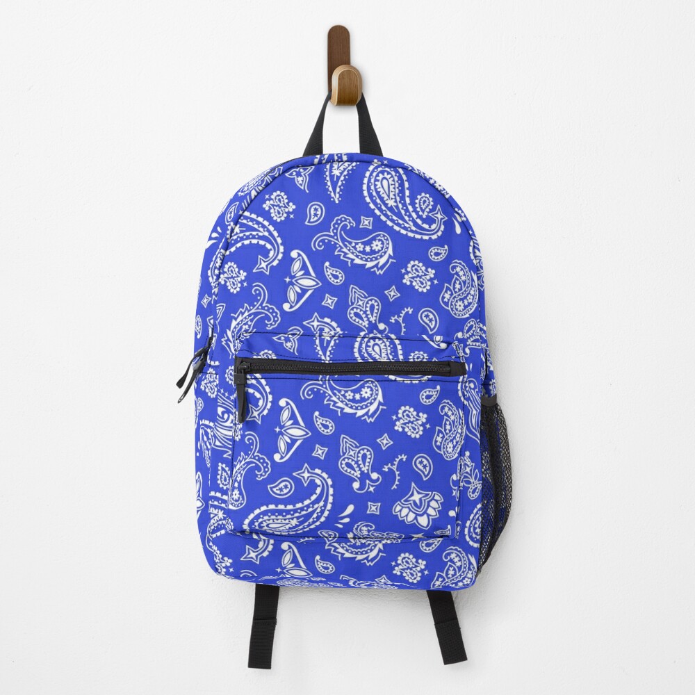 Blue Bandana Paisley Print Design TM School Backpack 