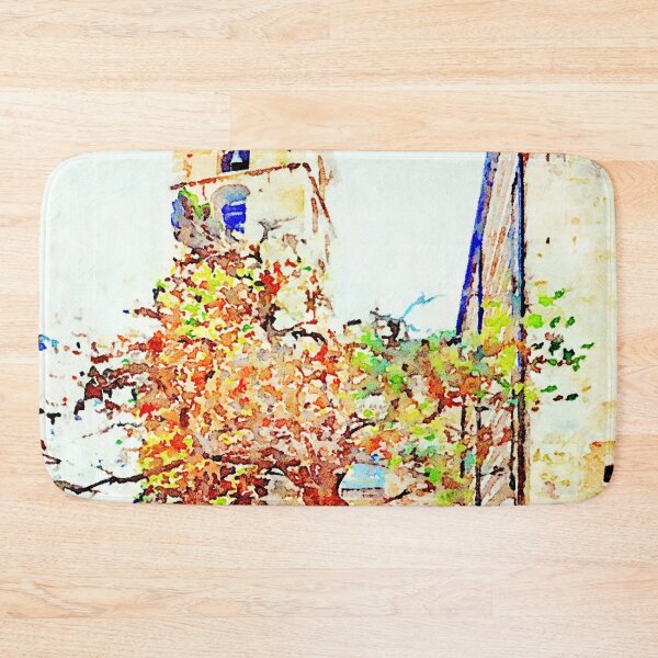 Item preview, Teramo: bell tower and old men sitting on benches under tree designed and sold by Giuseppe Cocco.