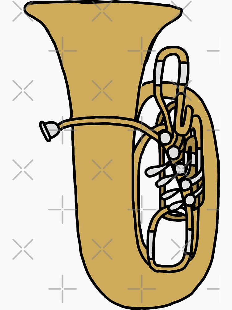 Colorful Gold Tuba Line Art by bassoongirl123