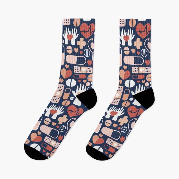 Item preview, Keep safe be healthy // navy blue background coral white and orange medicine elements designed and sold by SelmaCardoso.