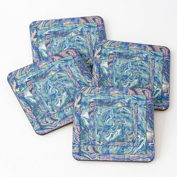 Item preview, Pours Podge - Blues and Yellows - Paint Pour Art - Unique and Vibrant Modern Home Decor for enhancing the living room, bedroom, dorm room, office or interior. Digitally manipulated acrylic painting. designed and sold by cherdoodles.
