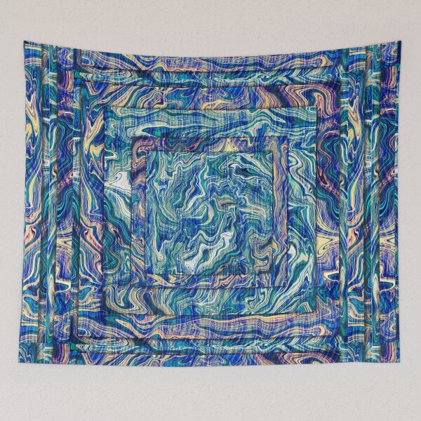 Item preview, Pours Podge - Blues and Yellows - Paint Pour Art - Unique and Vibrant Modern Home Decor for enhancing the living room, bedroom, dorm room, office or interior. Digitally manipulated acrylic painting. designed and sold by cherdoodles.