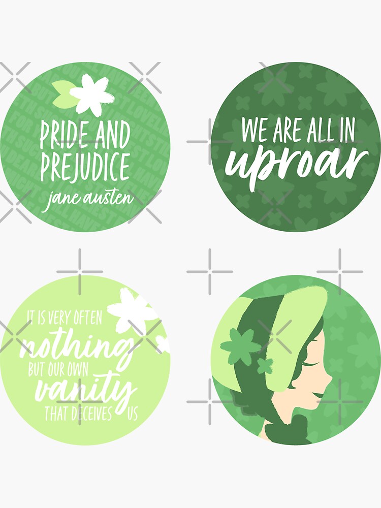 Jane Austen Pride And Prejudice Quotes Sticker By Deannabohae Redbubble