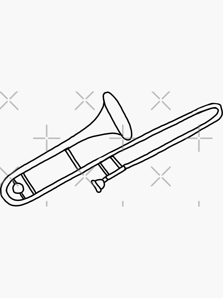 Black and White Trombone Line Art by bassoongirl123