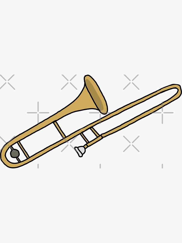 "Colorful Gold Trombone Line Art" Sticker by bassoongirl123 Redbubble