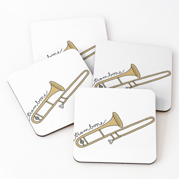 Item preview, Colorful Gold Trombone Line Art With Cursive designed and sold by bassoongirl123.