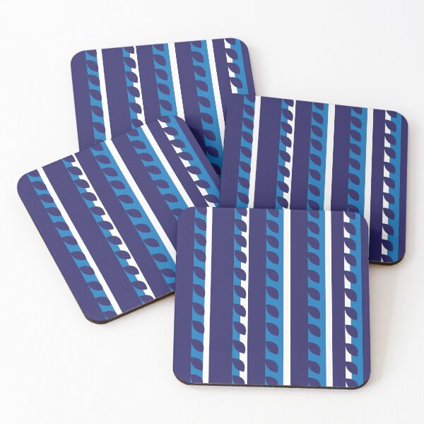 Item preview, Nautical Navy White Stripe Leaves designed and sold by Nisha Prabhu.