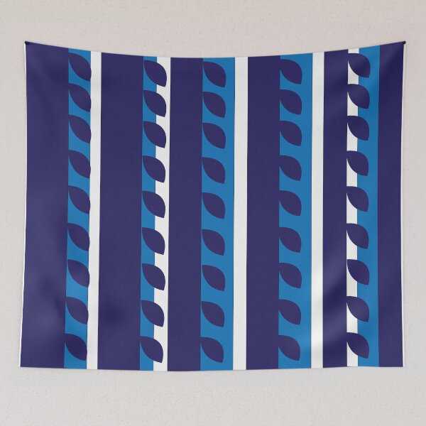 Item preview, Nautical Navy White Stripe Leaves designed and sold by Nisha Prabhu.