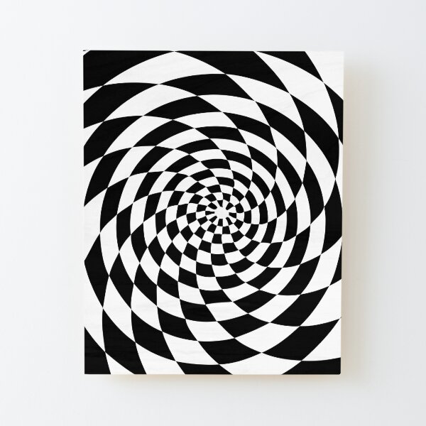 Optical Illusion Op Art Black and White Wood Mounted Print