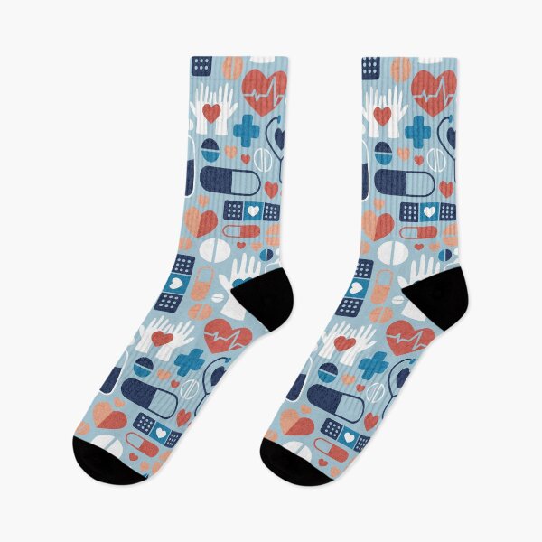 Item preview, Keep safe be healthy // pastel blue background blue white and orange medicine elements designed and sold by SelmaCardoso.